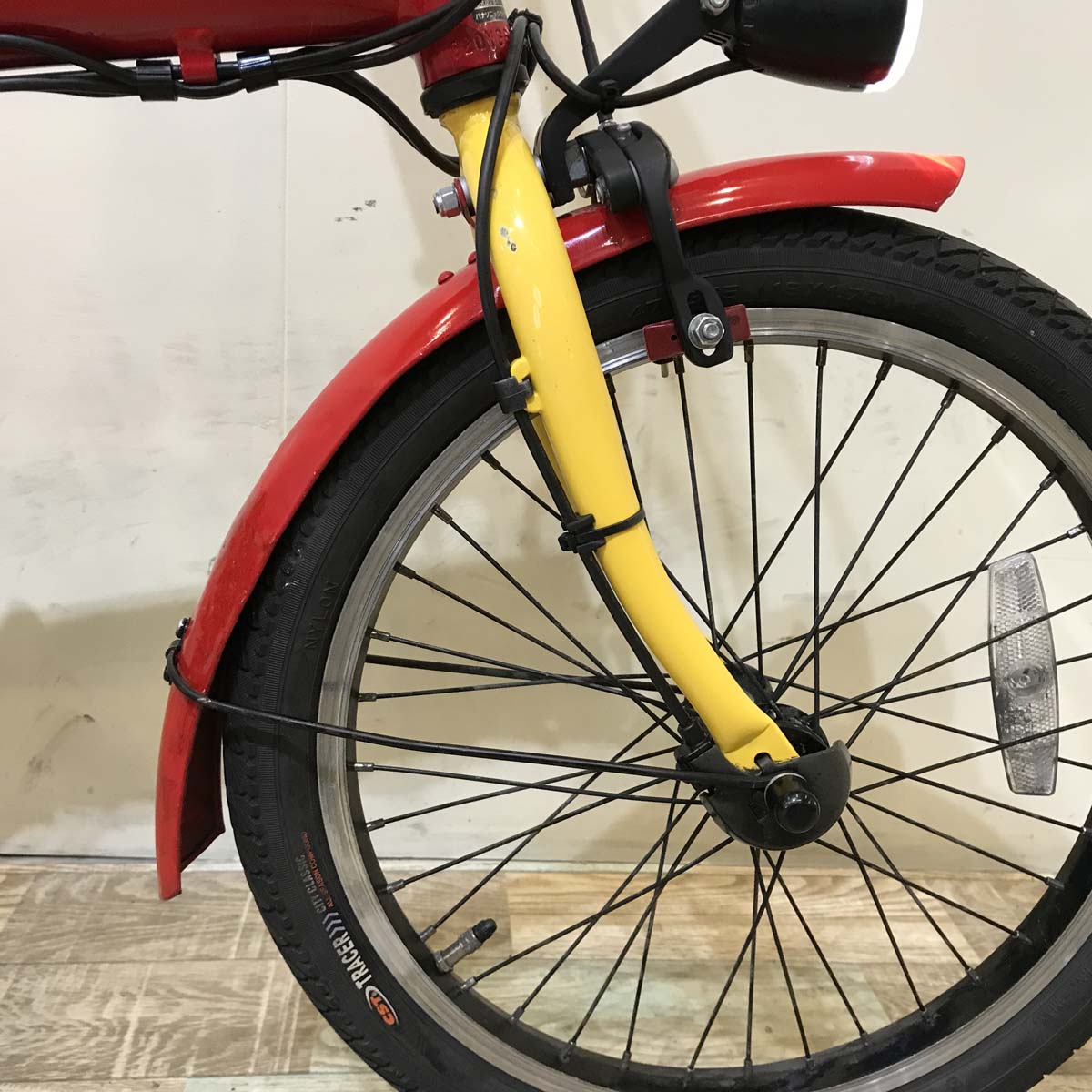 【中古レンタル】【A】折りたたみ パナソニック オフタイム レッド × イエロー 前18×後20インチ KX113【神戸在庫】