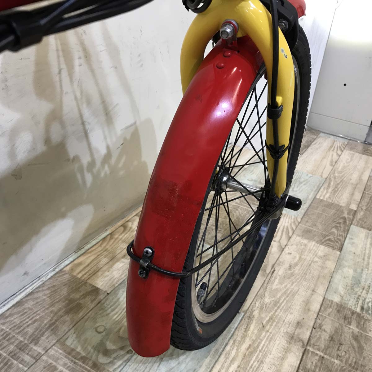 【中古レンタル】【A】折りたたみ パナソニック オフタイム レッド × イエロー 前18×後20インチ KX113【神戸在庫】
