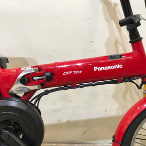 【神戸店限定】【中古レンタル】【A】折りたたみ電動自転車  パナソニック オフタイム レッド×イエロー KT127