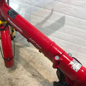【中古レンタル/ 高年式中古車】【A】電動折りたたみ自転車  パナソニック オフタイム レッド×イエロー YN058【横浜在庫】