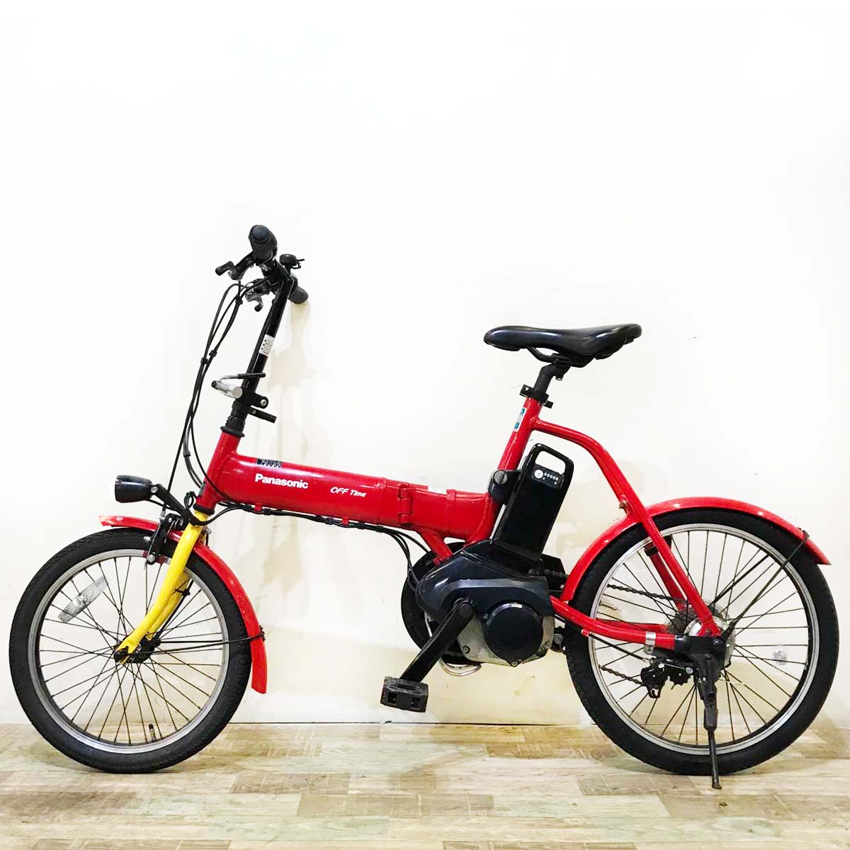 【中古レンタル】【A】折りたたみ パナソニック オフタイム レッド × イエロー 前18×後20インチ KX113【神戸在庫】