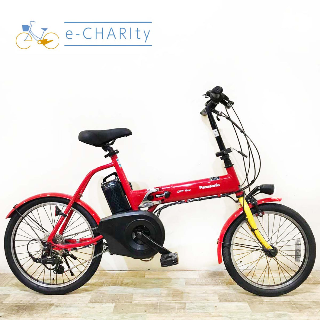 【神戸店限定】【中古レンタル】【A】折りたたみ電動自転車  パナソニック オフタイム レッド×イエロー KT127